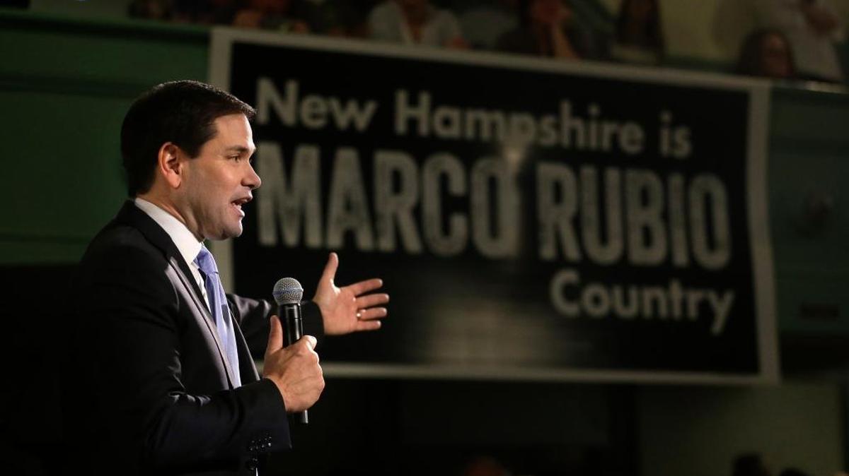 Republican presidential candidate Sen. Marco Rubio speaks during a campaign event Tuesday, in Exeter, N.H.