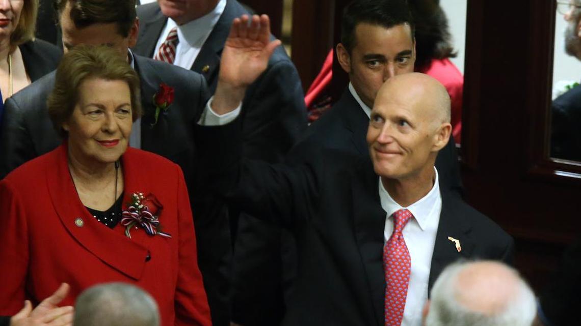 Gov. Rick Scott was greeted with cheers and applause as he entered the House chamber to make his State of the State address.