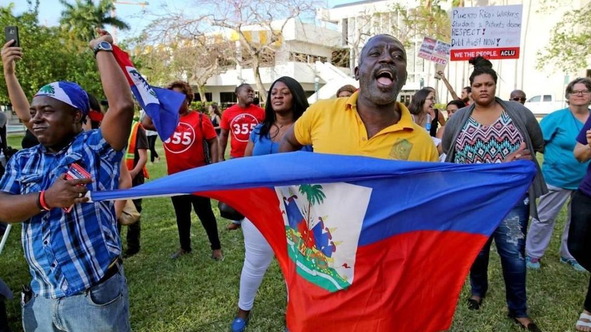 Haitians demonstrate for extension of Temporary Protected Status (TPS) in Miami this month.