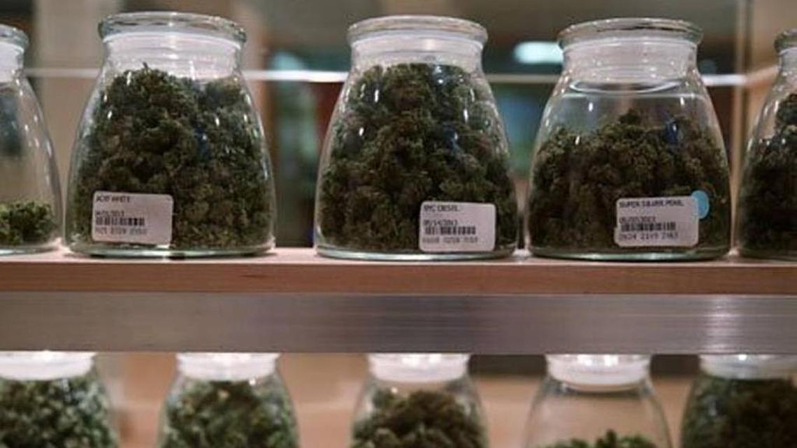 Medical marijuana sits on display in a store in Denver.