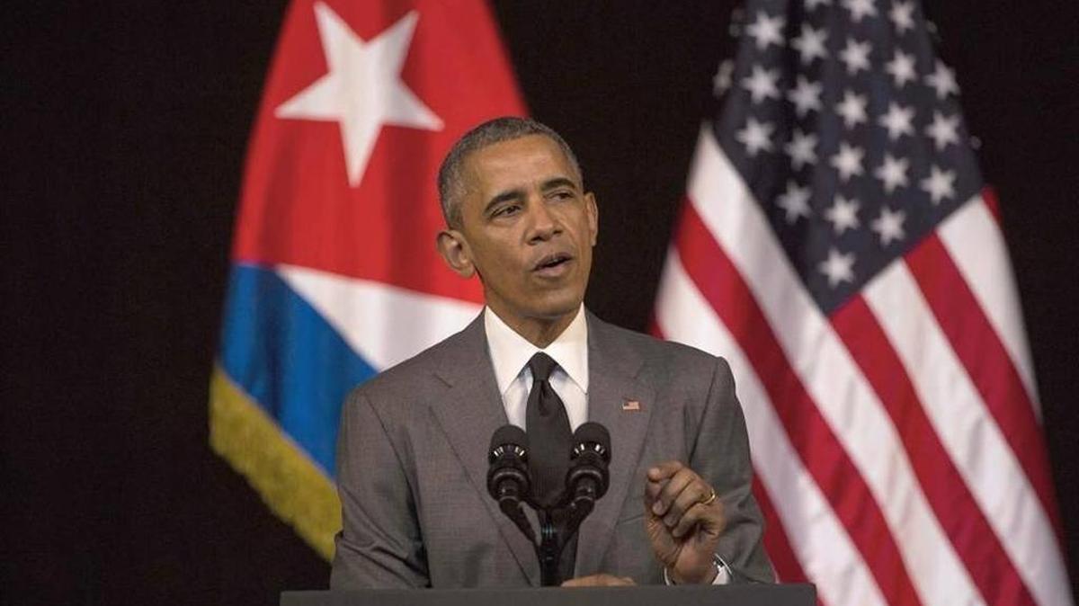 President Barack Obama delivers his speech at the Grand Theater of Havana on Tuesday.
