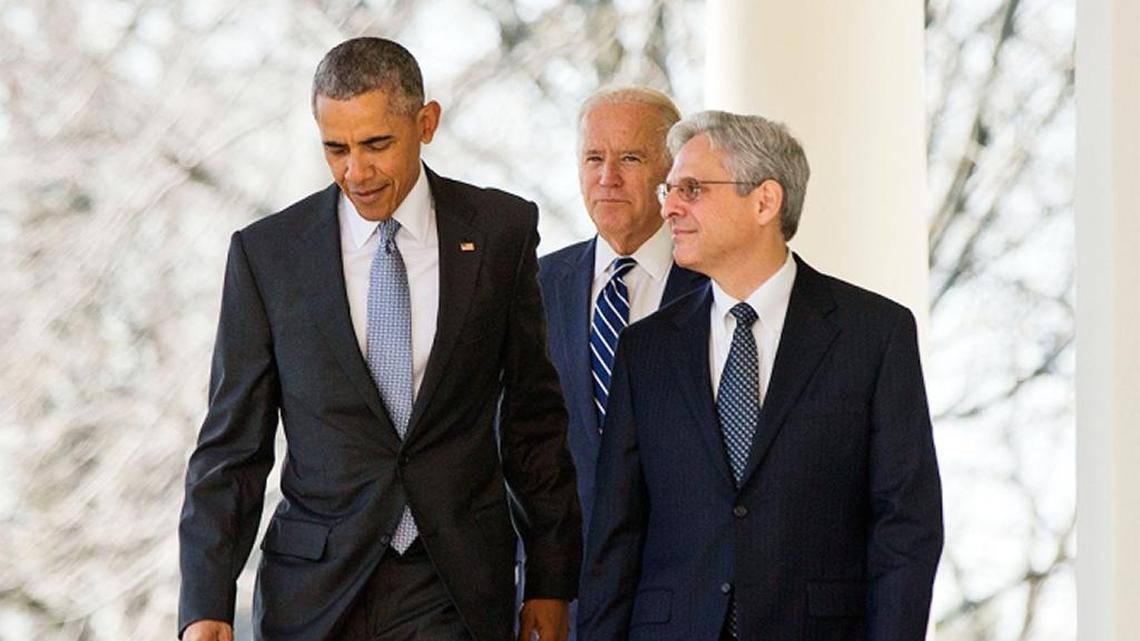 Merrick Garland, with President Obama and Vice President Biden to be introduced as a nominee for the Supreme Court.