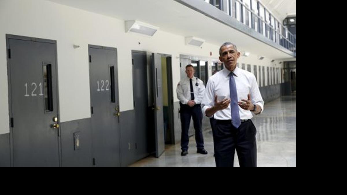 
President Barack Obama last week when he visited the El Reno Federal Correctional Institution in El Reno, Oklahoma. The visit is part of Obama's new push to reform the criminal justice system by calling for changes like the reduction or elimination of severe mandatory-minimum sentences for nonviolent offenders.
