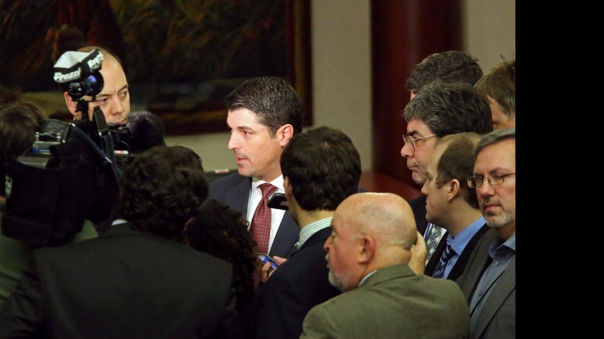 
IT’S ALL OVER: House Speaker Steve Crisafulli, speaking to reporters in April, adjourned the House’s session three days early.
