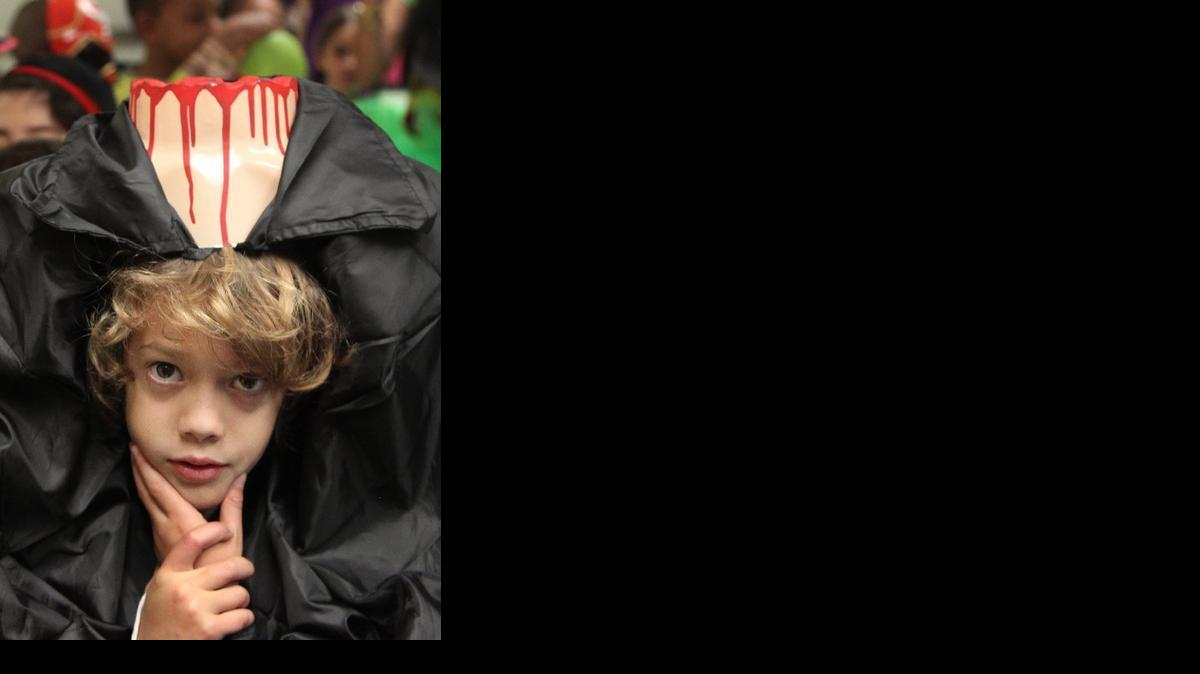 
Second-grader Hayden Valdes-Zuazo poses with his headless costume.
