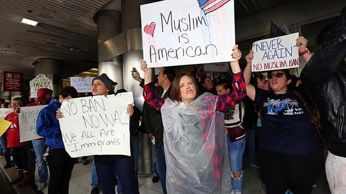 Protesters rally against President Trump’s refugee ban at Miami International Airport on Jan. 29.