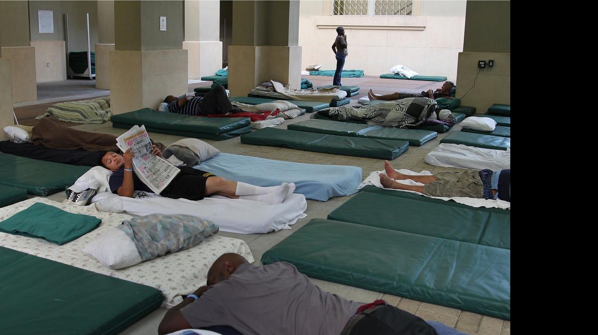 
HOMELESS: A program offering sleeping mats in an Overtown homeless shelter ends on Friday.
