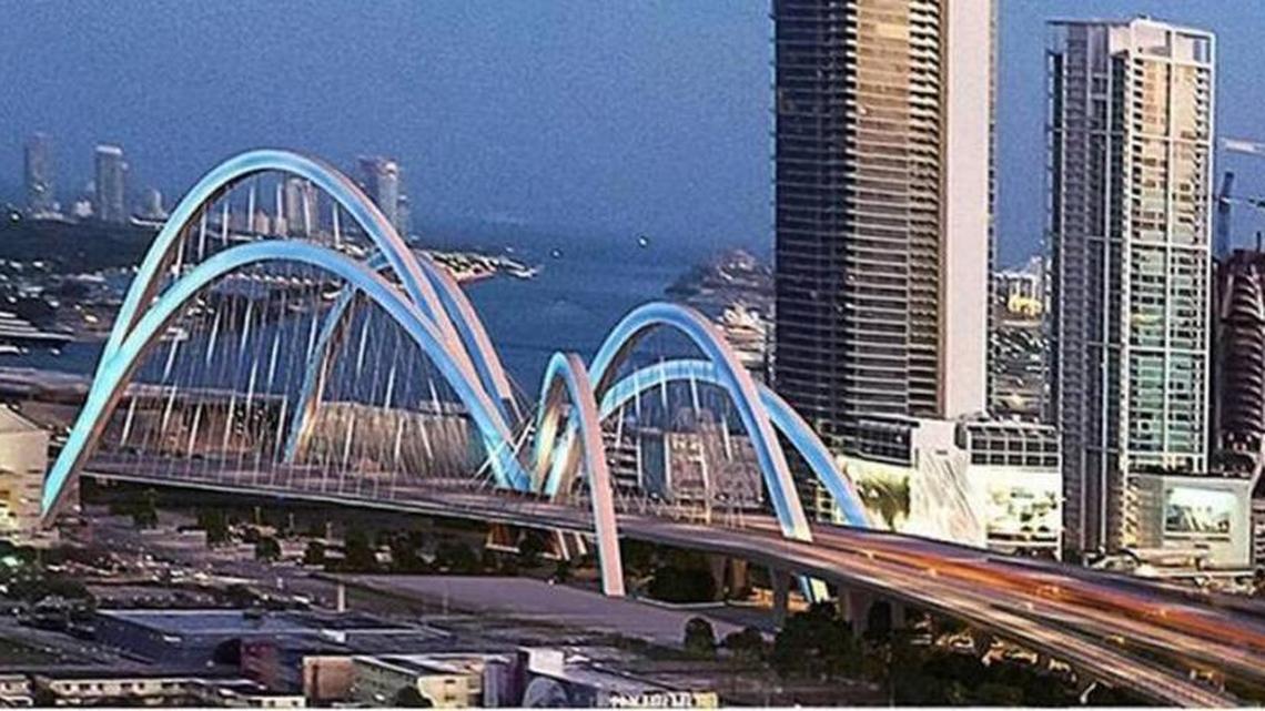 A rendering of the winning design proposed for the I-395 bridge in downtown Miami.