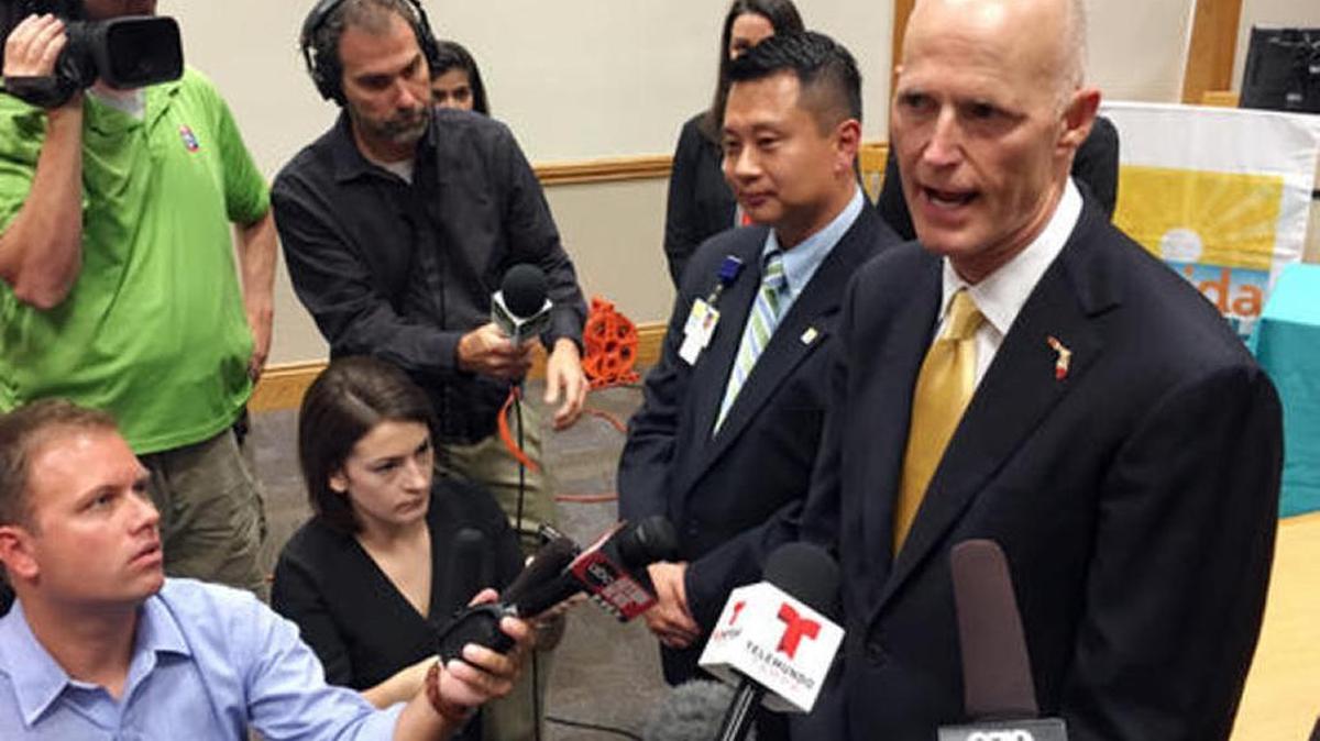 Florida Gov. Rick Scott headed for Connecticut on Monday to recruit companies to Florida.