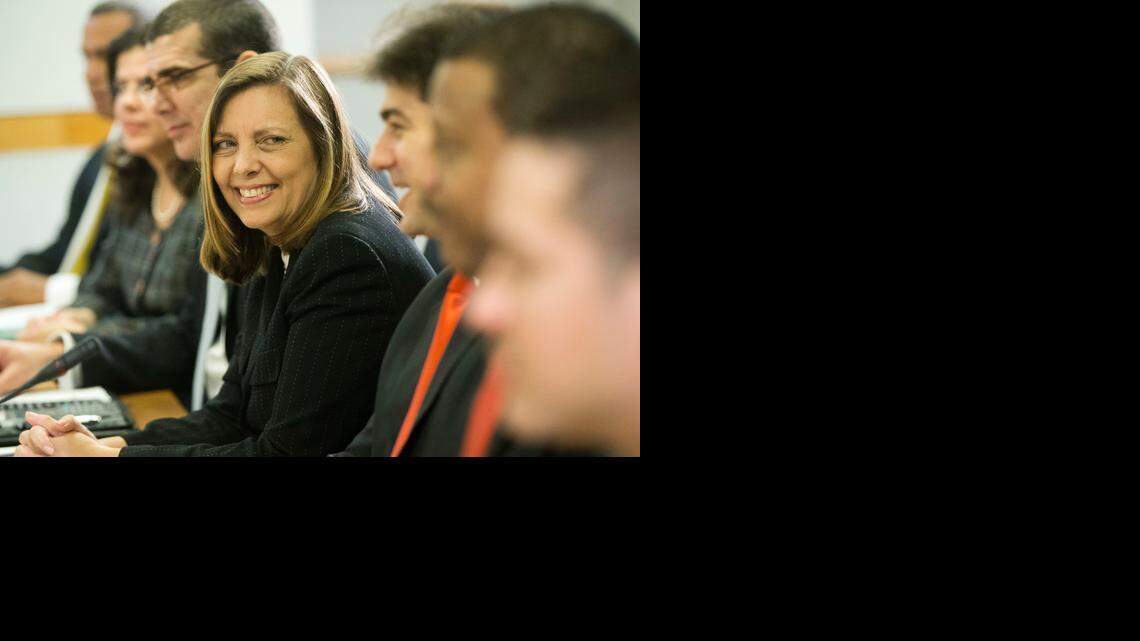 
NEGOTIATIONS: Josefina Vidal, director general of the U.S. division at Cuba’s Foreign Ministry, smiles at the start of the Cuba talks at the State Department in Washington on Friday. 
