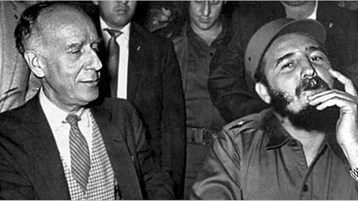 Herbert Matthews with Fidel Castro in New York City in 1960.