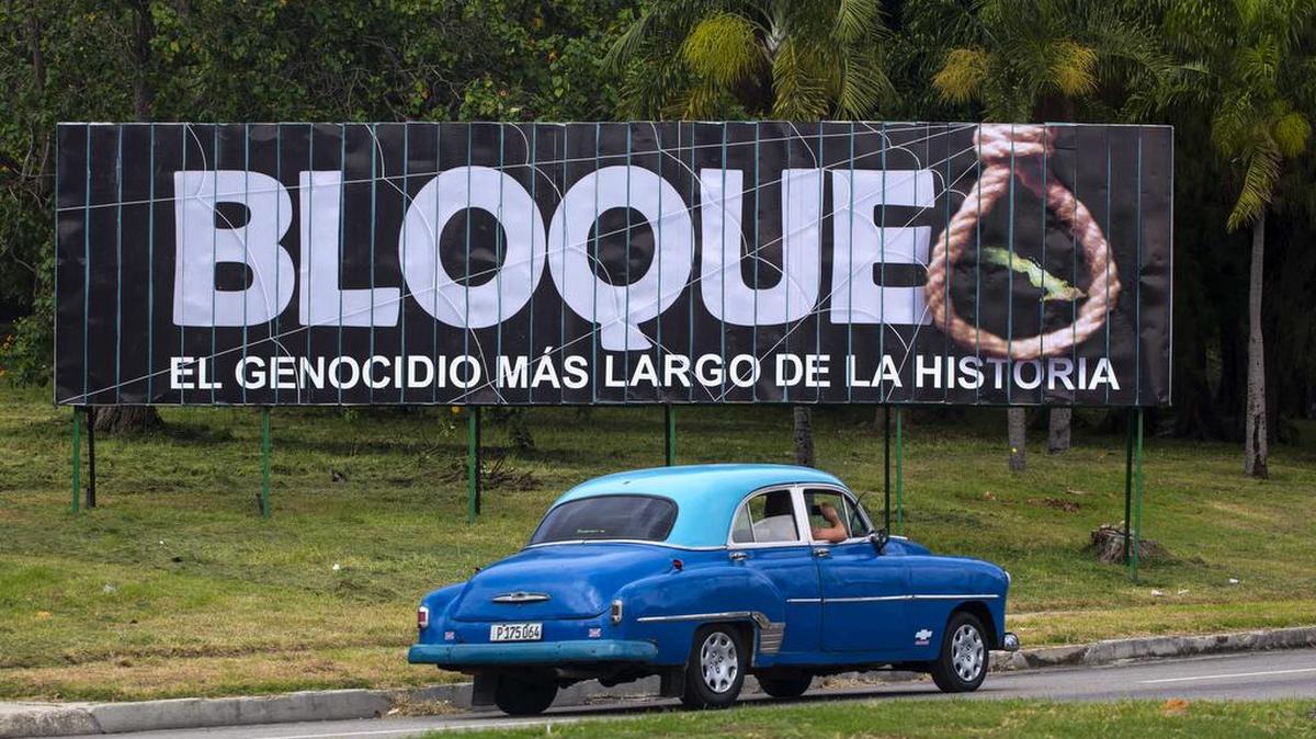 A billboard in Cuba calls the U.S. trade embargo a blockade: ‘the longest genocide in history.’