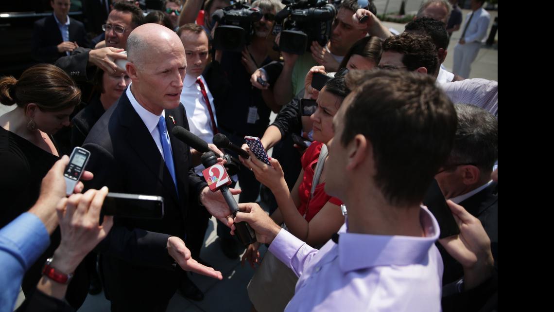 
NO DEAL: Gov. Rick Scott spoke to reporters in Washington after failing to convince federal officials to extend a program that subsidizes hospitals that help the poor.
