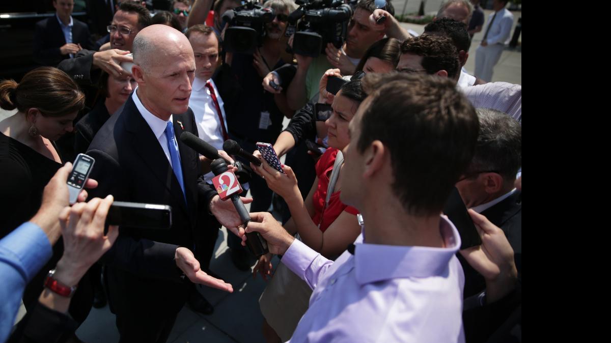 
NO DEAL: Gov. Rick Scott spoke to reporters in Washington after failing to convince federal officials to extend a program that subsidizes hospitals that help the poor.
