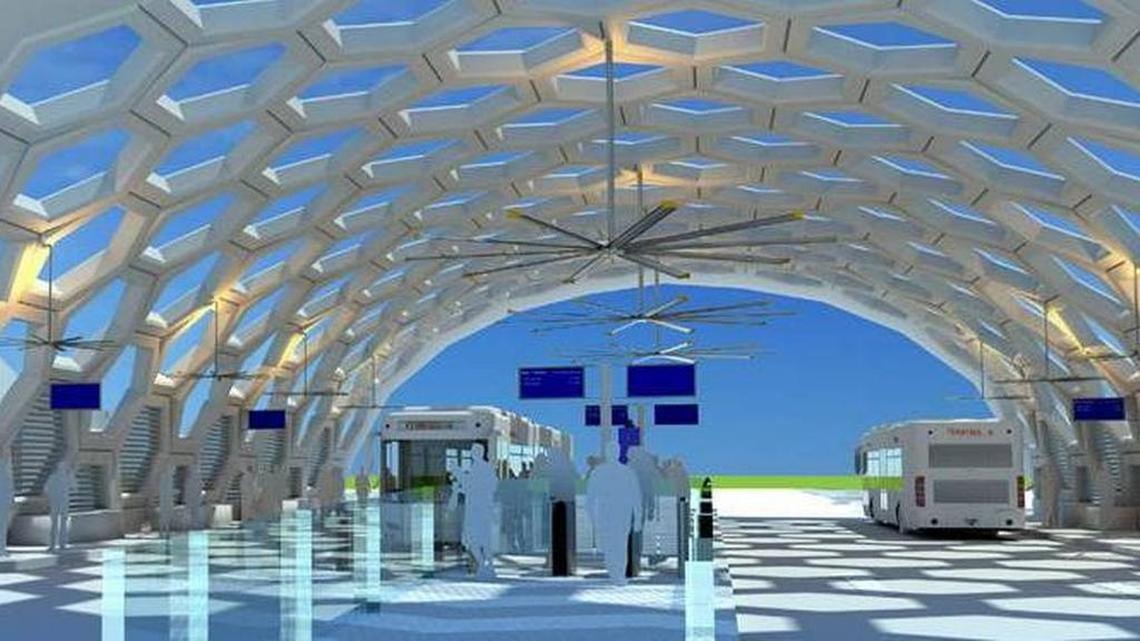 Here is a rendering of a proposed rapid-transit bus station along the South Dade busway. There would be 14 of them under Miami-Dade Mayor Carlos Gimenez’s plan to create a line of express buses designed for group boarding and advanced ticket sales to connect the southern end of Metrorail to Florida City.