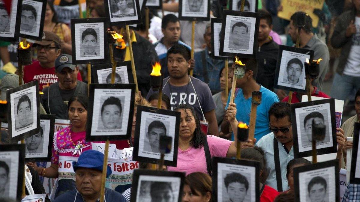Protestors in Mexico City demand answers from the government in the case of 43 missing students believed taken by security forces.