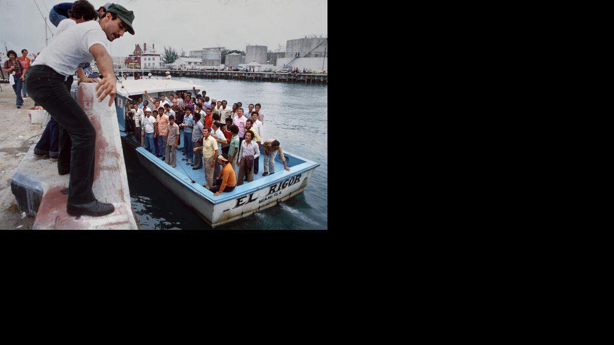 
MARIEL EXODUS: A boat carrying Cuban refugees arrives in Key West in April of 1980. Some 125,000 Cubans came in the boatlift. 
