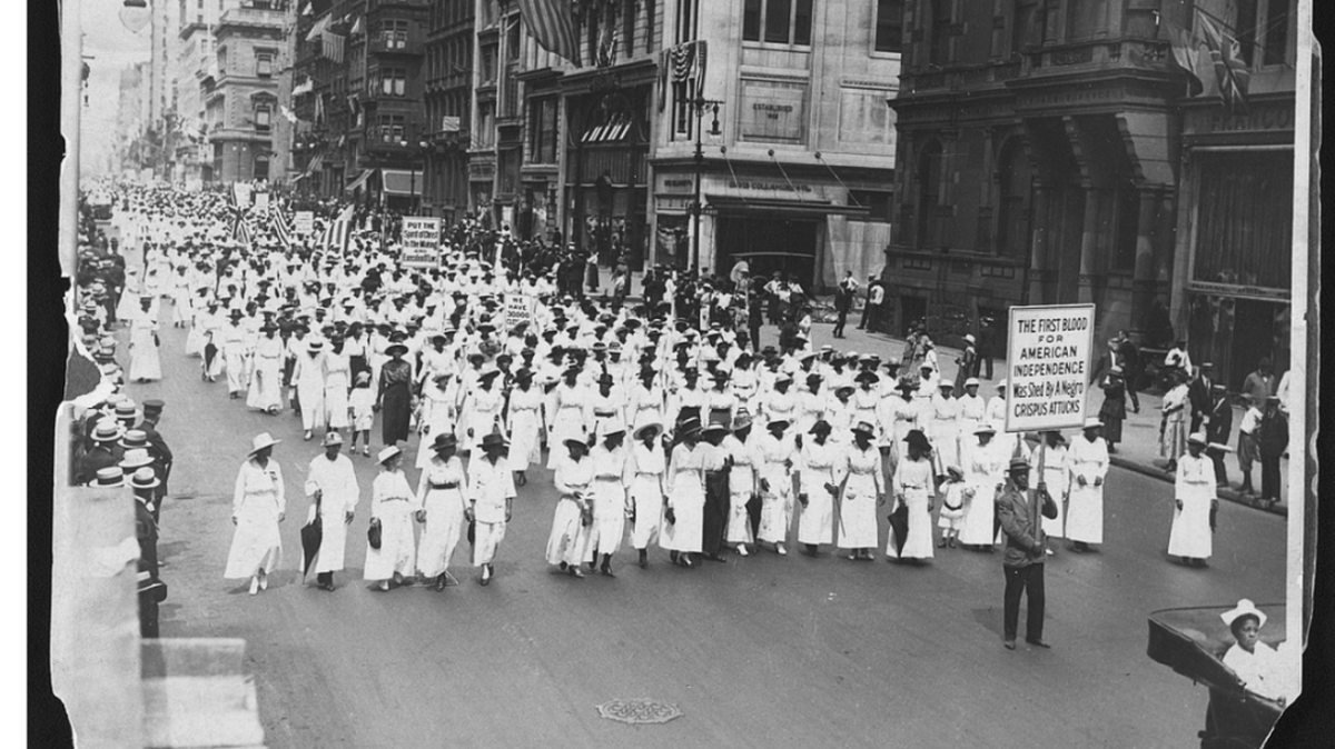 Silent protest parade in New York against the East St. Louis riots, 1917.