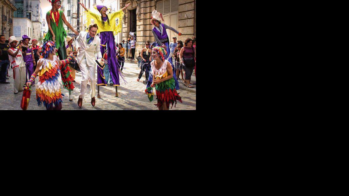 
CONAN IN CUBA: Late night talk show host Conan O'Brien appears in Havana during a taping of a special that was due to be aired on Wednesday. 
