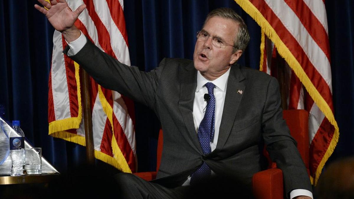 
CAMPAIGNING: In a major foreign policy speech, Jeb Bush said Tuesday the U.S. must be prepared to send ground troops to confront the Islamic State group in Iraq and Syria. 

