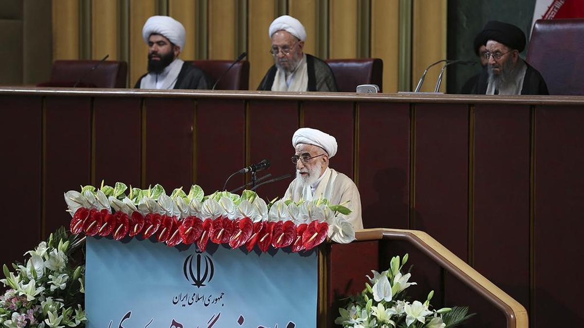 Ayatollah Ahmad Jannati, 89, a prominent hardliner, spoke to the Assembly of Experts in Tehran last week after he was chosen as its new leader.