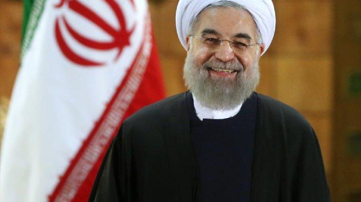 Iran’s President Hassan Rouhani during a Sunday press conference.