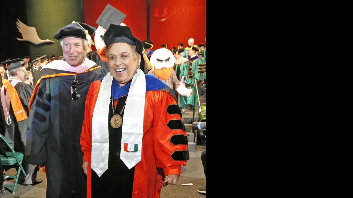 
LAST COMMENCEMENT: Donna Shalala presided at her last graduation ceremony as president of the University of Miami on May 8. Jimmy Buffett was the main speaker.
