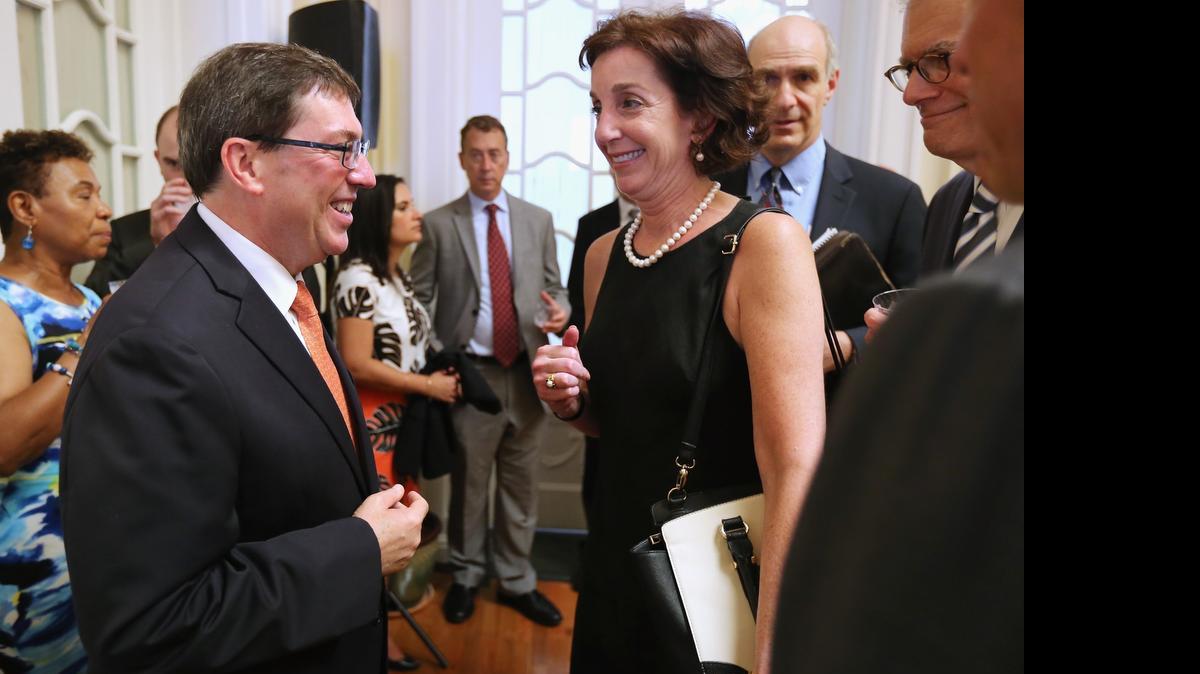 
NORMALIZATION: Cuban Foreign Minister Bruno Rodriguez and U.S. Assistant Secretary of State for Western Hemisphere Affairs Roberta Jacobson visit during a reception celebrating the re-opening of the Cuban Embassy in Washington, D.C., last week.
