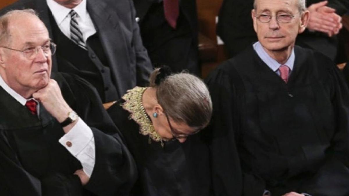 Supreme Court Justice Ruth Bader Ginsburg nodded off during President Obama’s 2015 State of the Union Address.