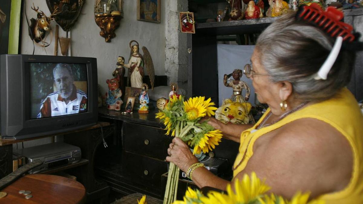 Cuban television viewers see only government-approved programs, like an interview with Fidel Castro.
