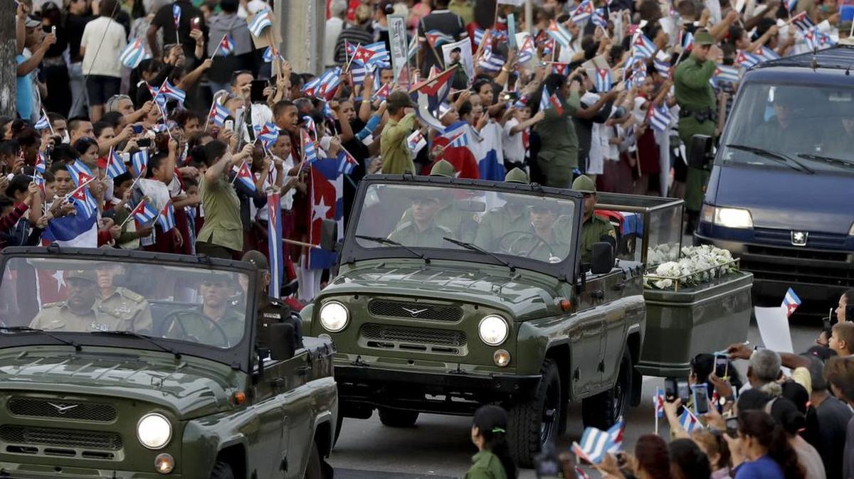 Throngs lined the streets of Santa Clara on Thursday as the ashes of Fidel Castro passed through the city during a four-day journey across Cuba to their final resting place in the eastern city of Santiago.