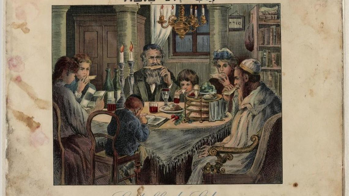 This is a restored version of a French and Hebrew Passover text that had been severely damaged.