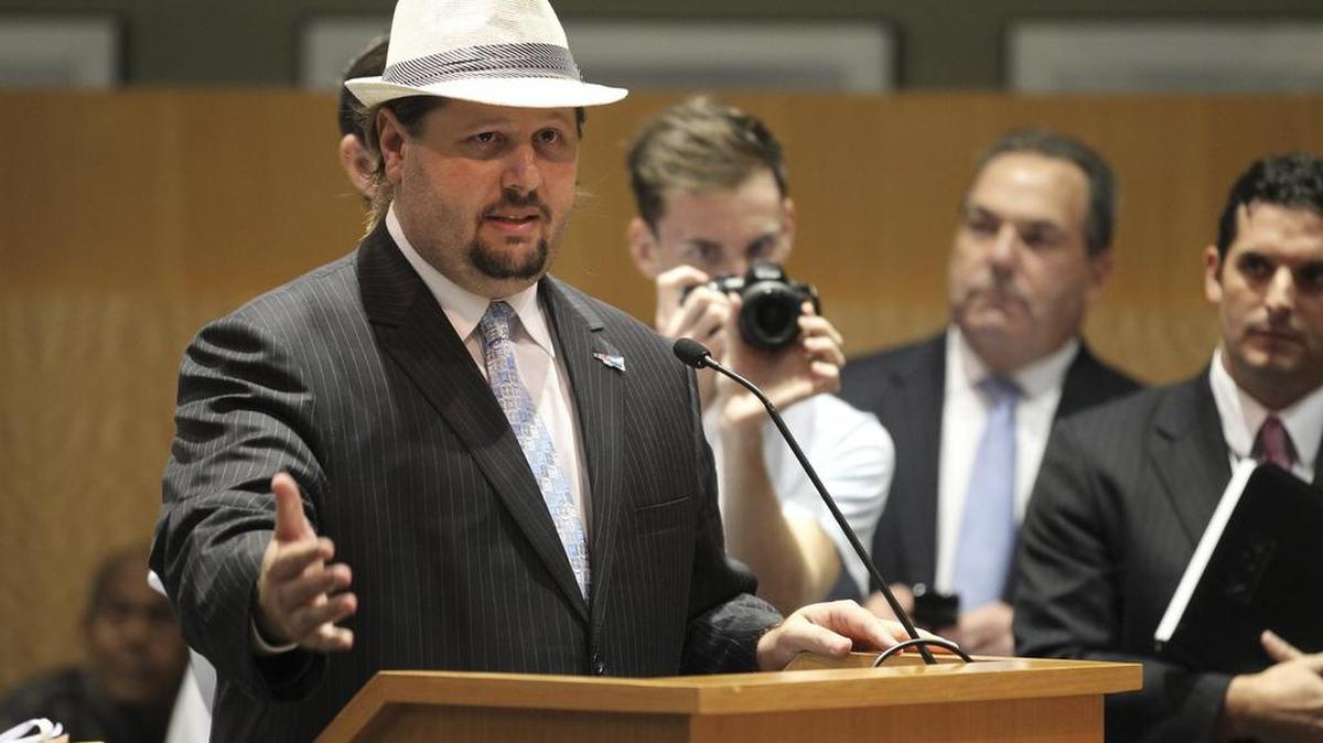 Local activist Grant Stern, a main opponent of a Walmart in Midtown, advocated against its location at a zoning meeting in 2012.