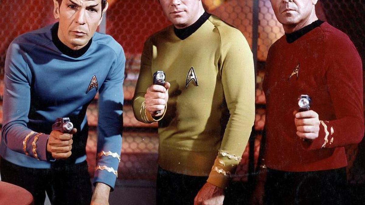 Actors Leonard Nimoy, William Shatner and James Doohan from the original ‘Star Trek,’ which premiered on TV 50 years ago and inspired generations of devoted fans.