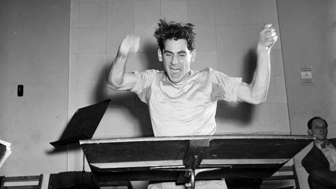 A genius at work. Leonard Bernstein in Carnegie Hall in New York in the late 1940s.