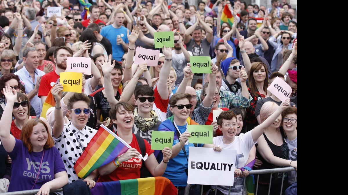 
CELEBRATION: ‘Yes’ supporters rejoice after Ireland voted resoundingly to legalize gay marriage in the world's first national vote on the issue. 
