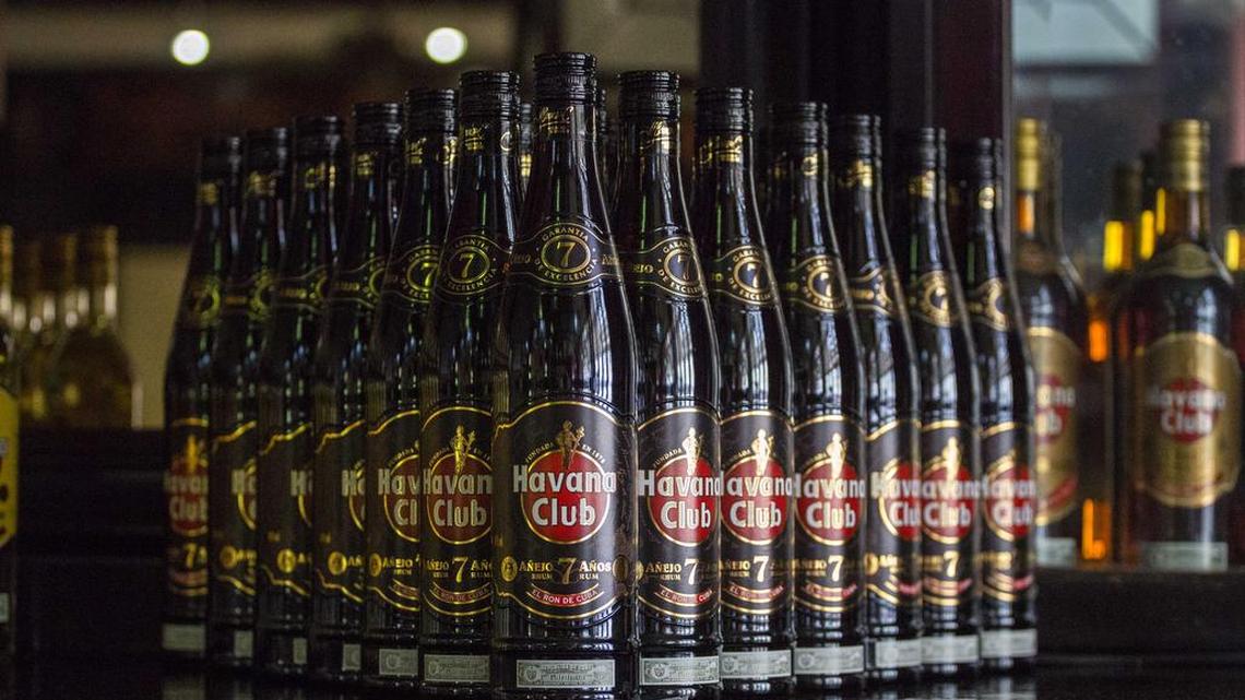 Bottles of Cuban Havana Club rum displayed on the bar at the Rum Museum in Havana. The Obama administration eliminated a $100 limit on the value of Cuban rum and cigars American travelers can bring back from the island.