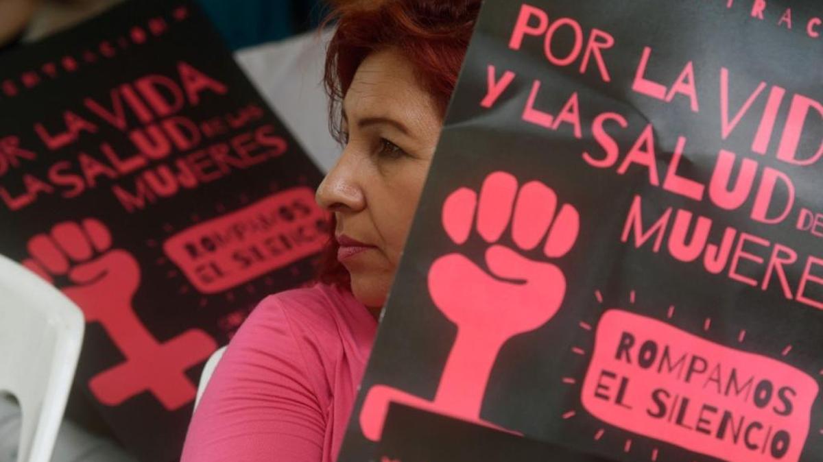In 2017, Salvadoran women take part in a demonstration to demand the decriminalization of abortion.