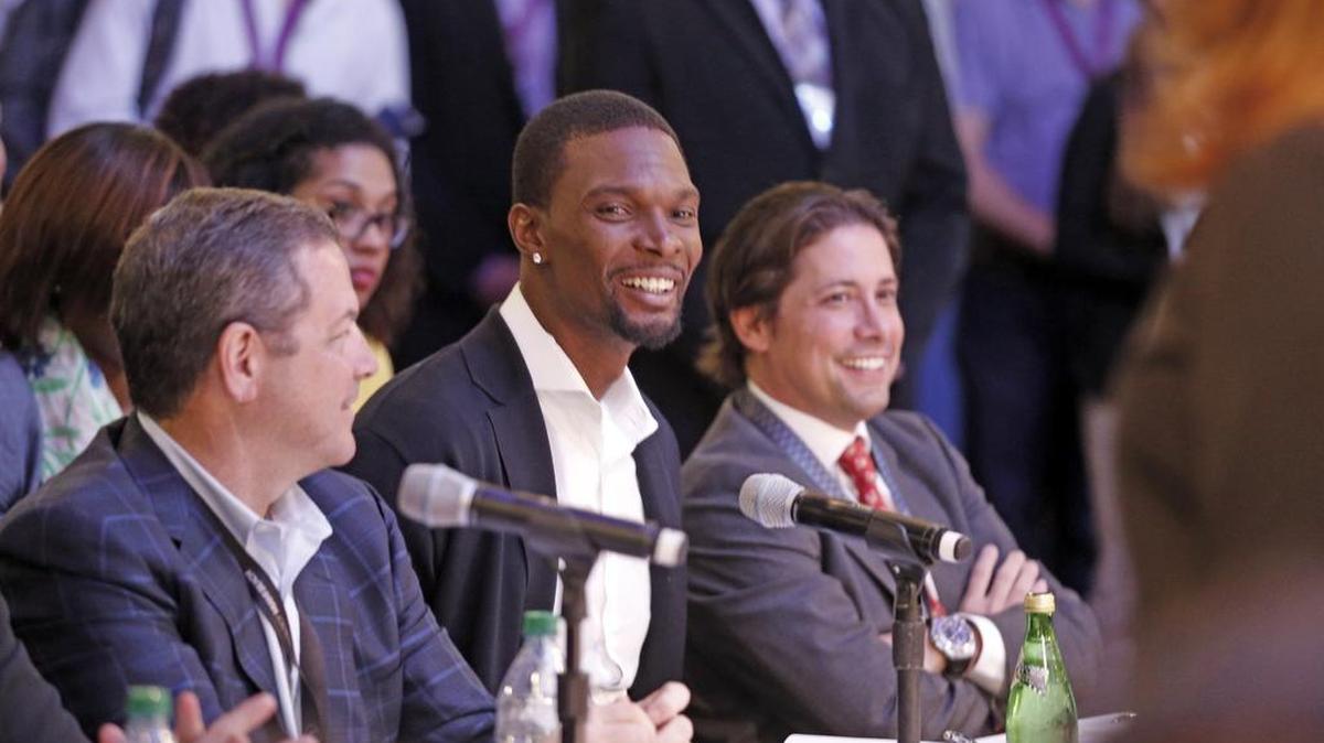 
TECH CONFERENCE: Miami Heat’s Chris Bosh was one of the judges at the eMerge Americas 2015 late-stage startups competition.
