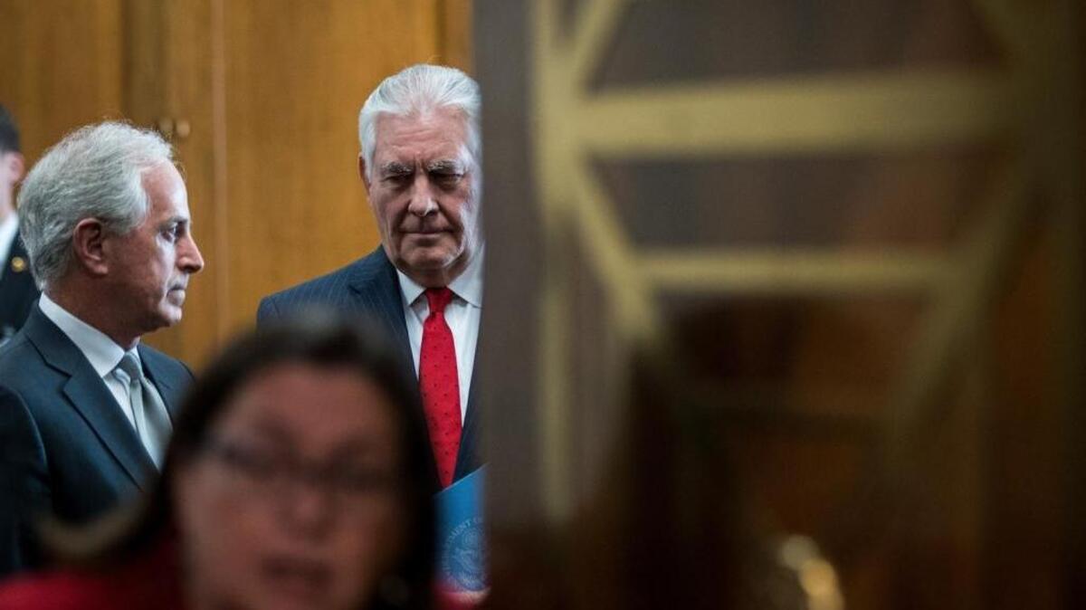 Former Secretary of State Rex Tillerson, shown in 2017 before the start of a Senate Foreign Relations Committee hearing, was fired while on a tour of African countries.