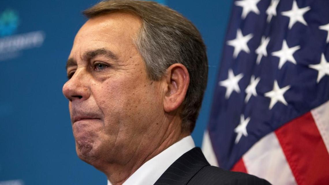 
Outgoing House Speaker John Boehner of Ohio listens to reporters' questions during a news conference on Capitol Hill in Washington, Wednesday, Oct. 7, 2015. 
