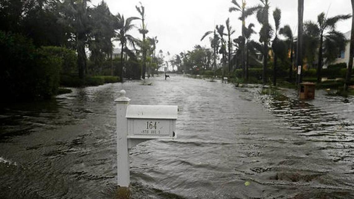 A residential street in Naples was flooded as Hurricane Irma moved through on Sunday