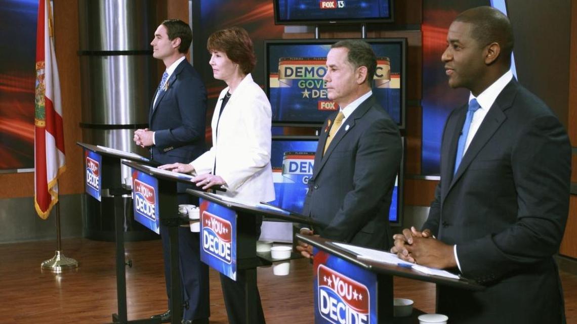 Four Democrats seeking the Governor’s Mansion, from left, Chris King, Gwen Graham, Philip Levine and Andrew Gillum, debated this month.