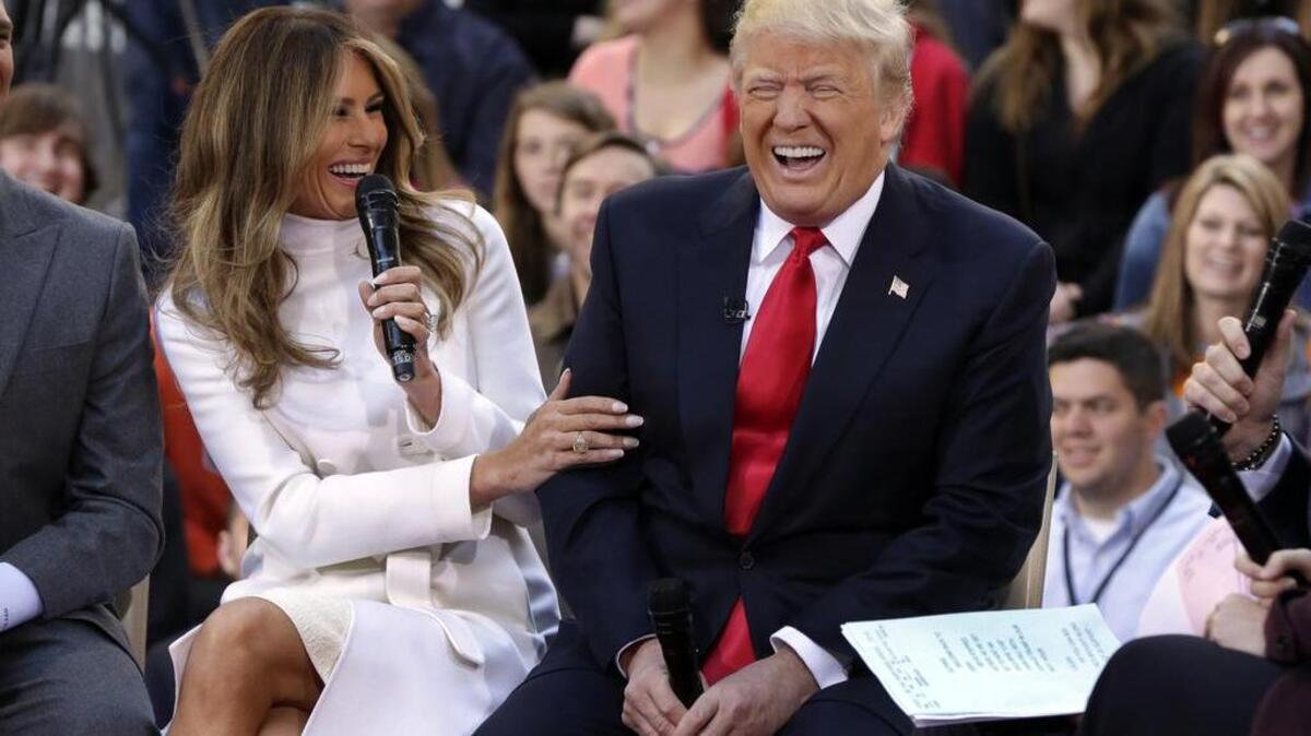 Presidential candidate Donald Trump, appearing on a TV show along with his wife, Melania, has much to smile about lately.