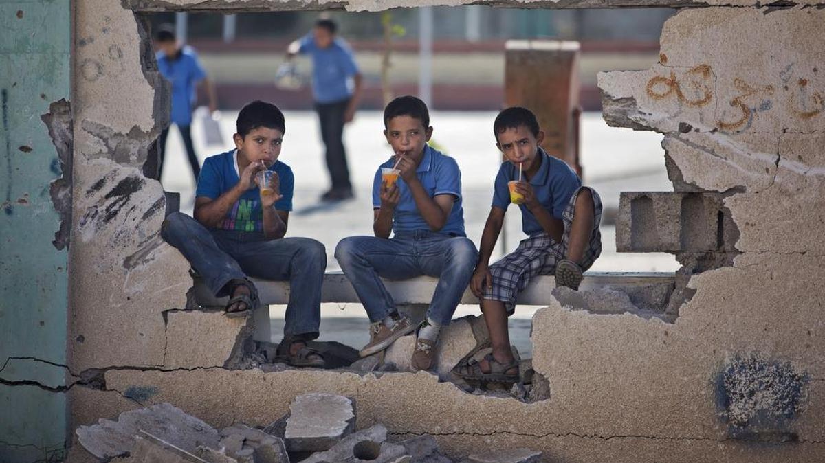 Israeli authorities say humanitarian aid meant for Palestinian children like these was diverted by Hamas for use by its terrorist wing.