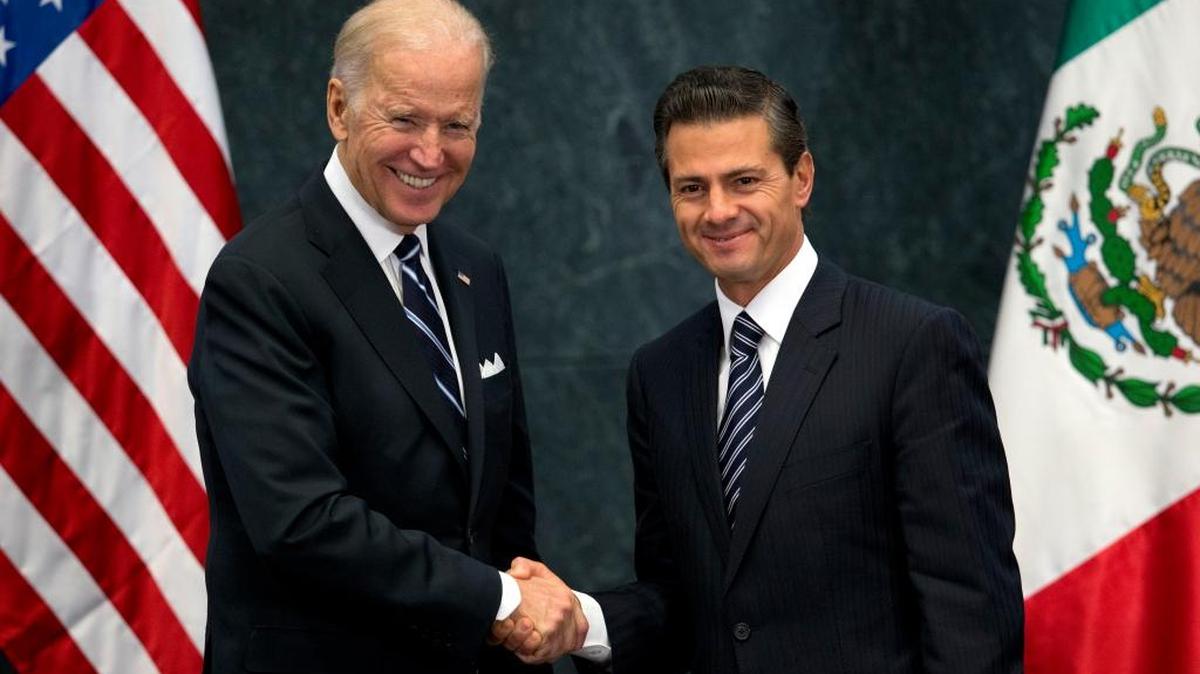 U.S. Vice President Joe Biden shakes hands with Mexican President Enrique Peña Nieto after a meeting in Mexico City last week.