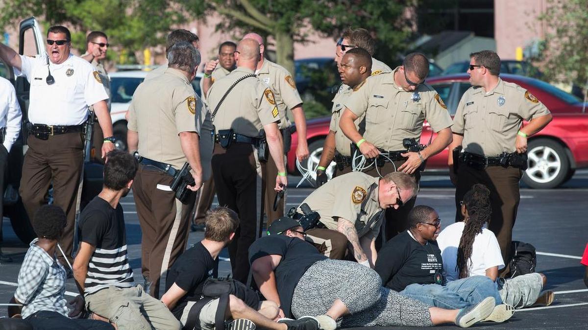 
LETHAL FORCE PROTEST: One year after the shooting death of Michael Brown in Ferguson, anti-police protests continue in Missouri.
