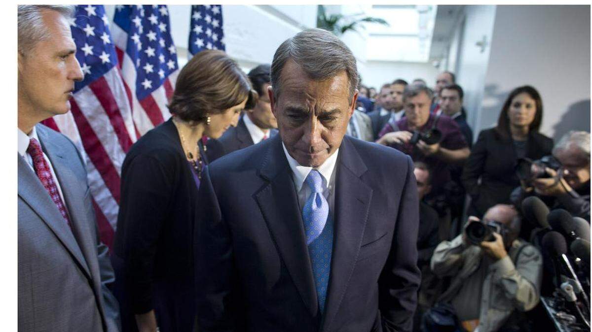 
House Speaker Rep. John Boehner, during a news conference amid the 2013 government shutdown. 
