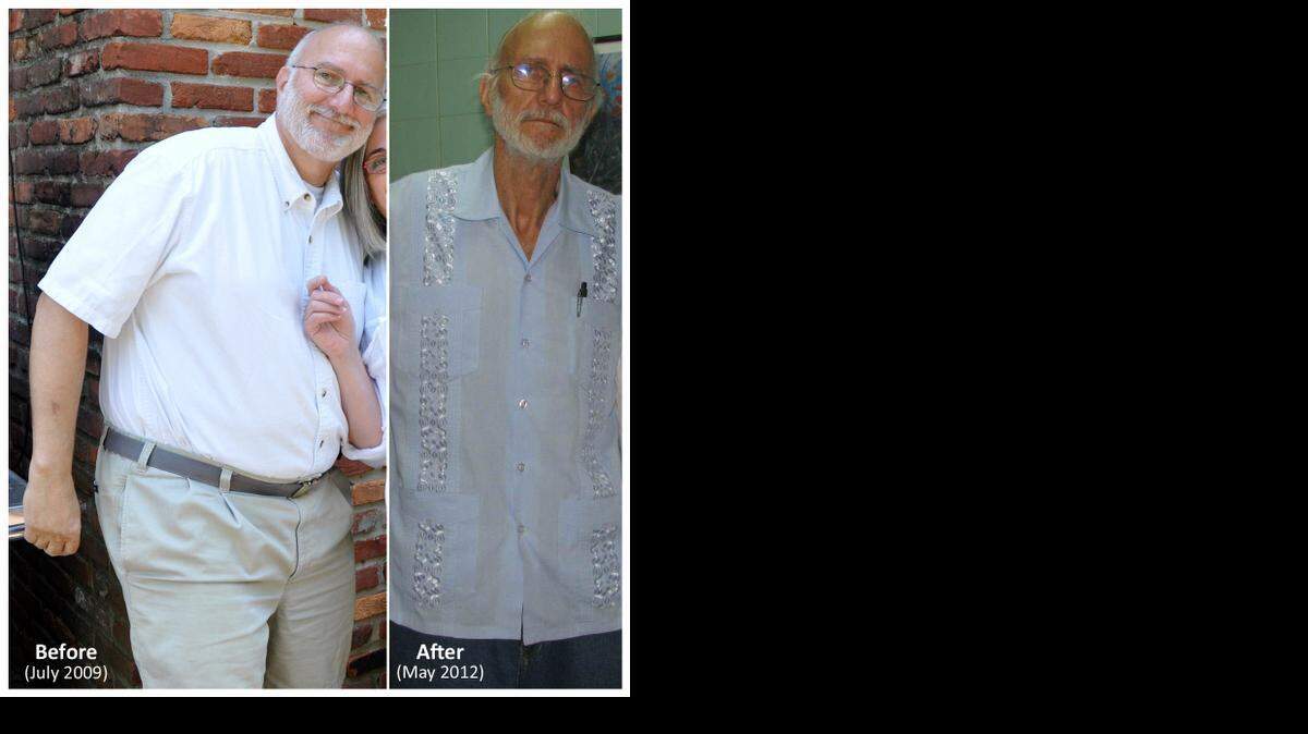 
ALAN GROSS: Photos provided by his attorney show the imprisoned American in 2009, left, and later in 2012 following three years in a Cuban jail.
