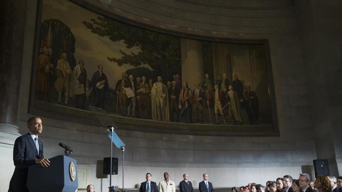 President Barack Obama spoke at a naturalization ceremony at the National Archives last week, lauding immigrants.
